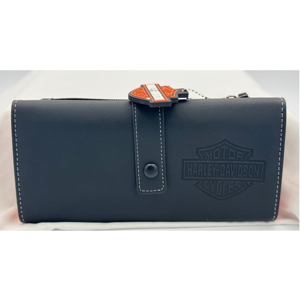 Womens' Harley-Davidson Black & Orange Trifold Travel Organizer Wallet Billfold